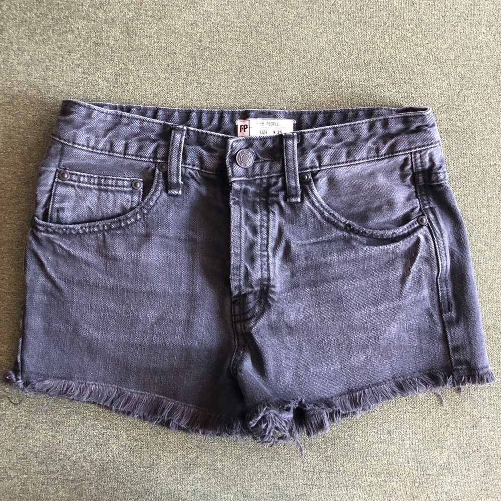 high-quality free people black denim shorts